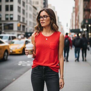 Armani Jeans Red Knit Sleveeless top sz S